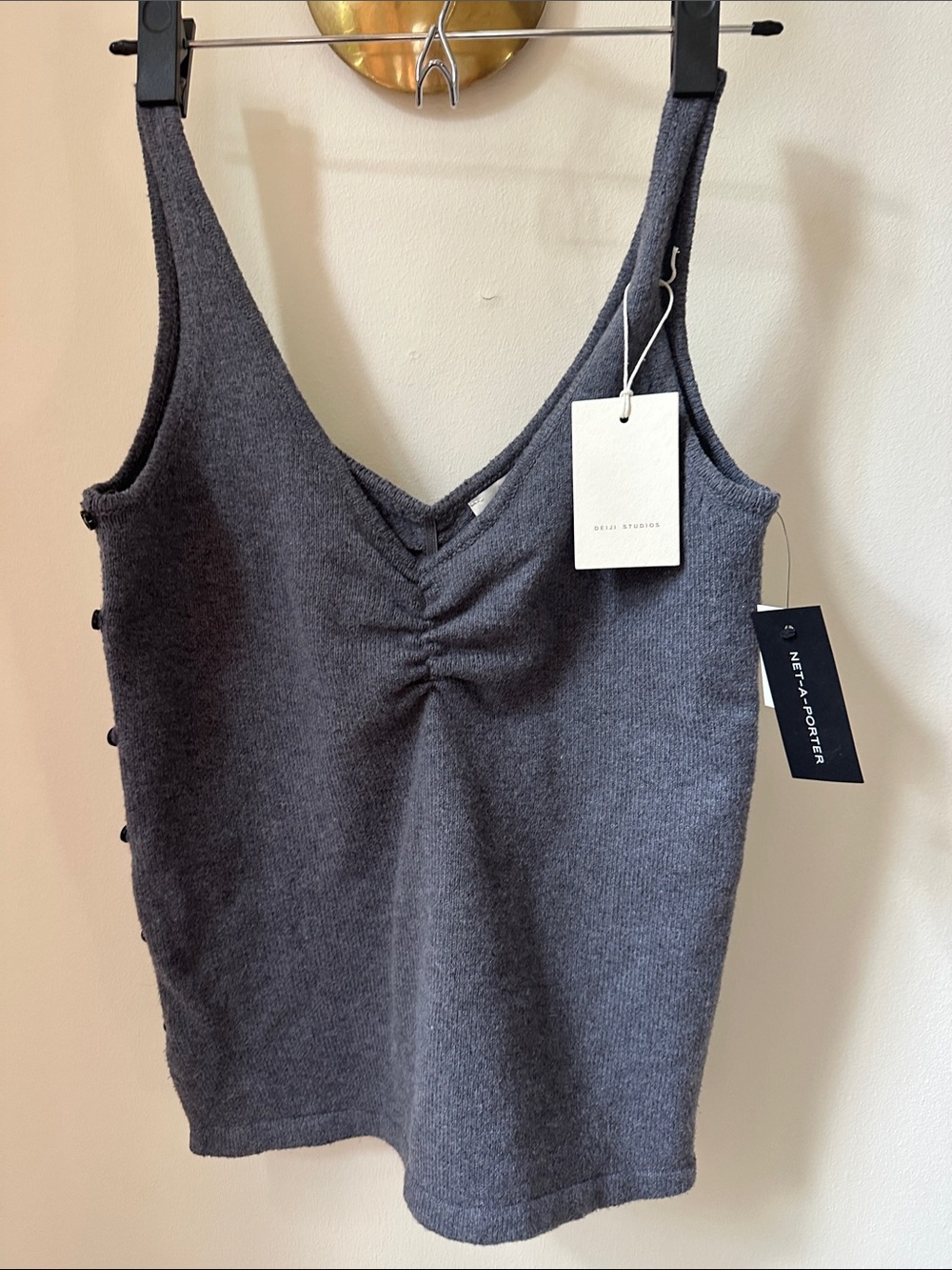 Deiji Studios Charcoal Ribbed V-Neck Tank Top